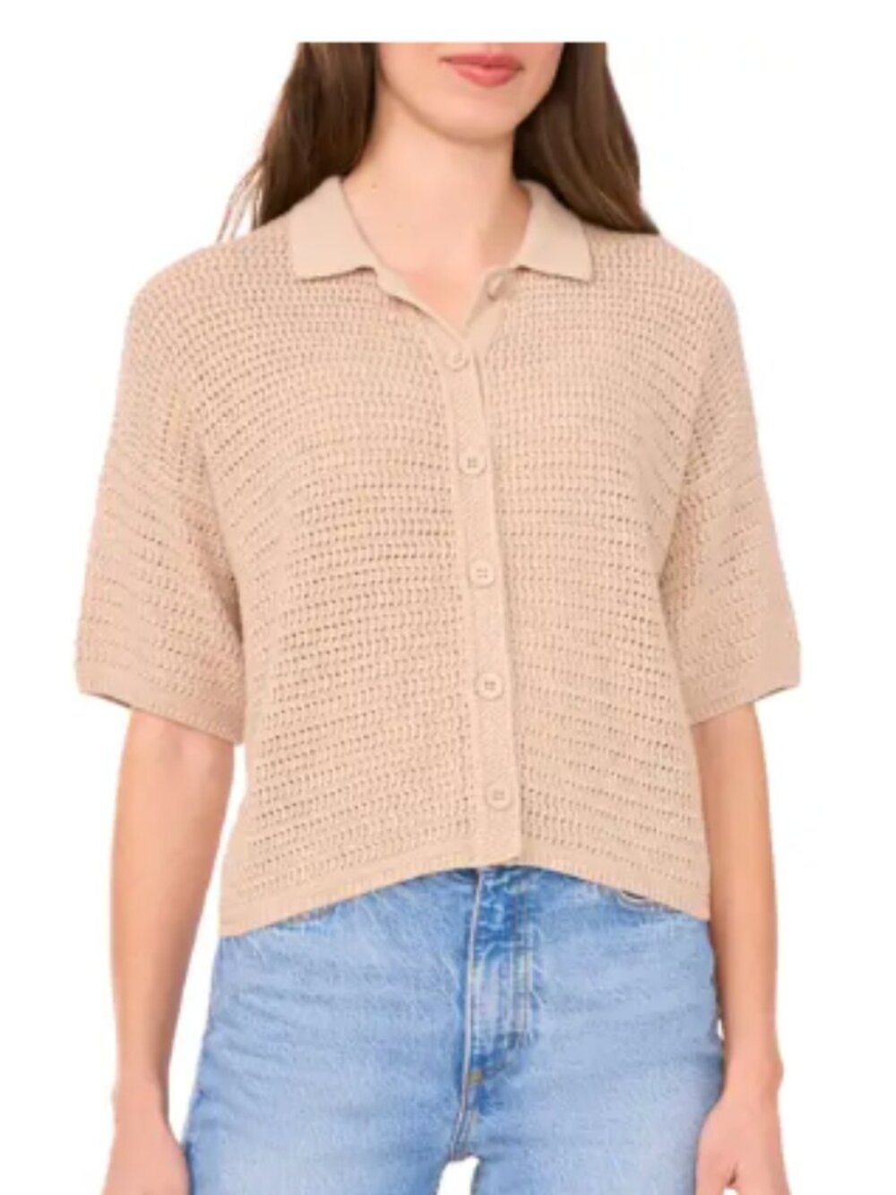 Halogen Cotton Short Sleeve Cardigan